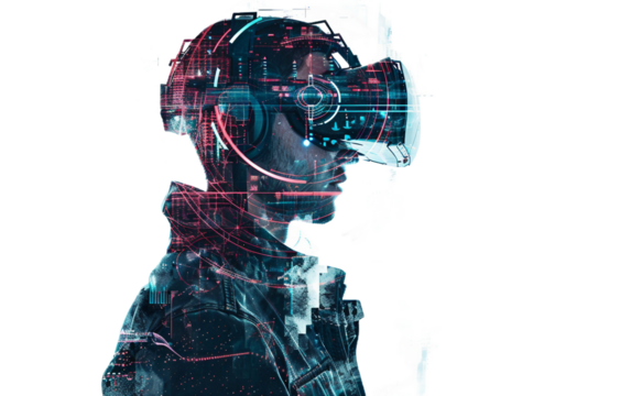 Futuristic Hacker Artwork on transparent background PNG.