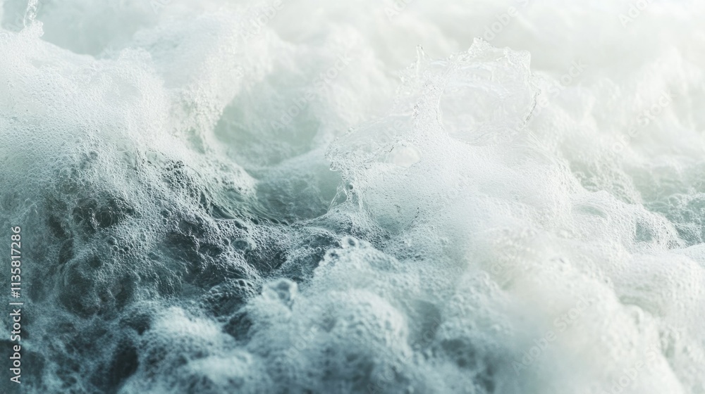 Poster gentle waves creating a calming water texture with soft light reflections, isolated on a white backg