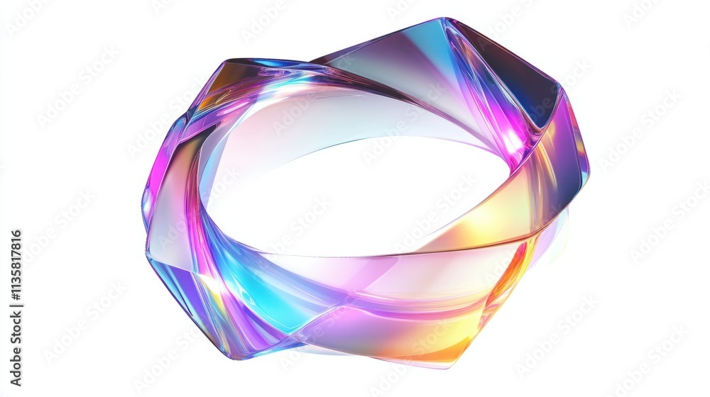 Aufkleber a bold annular holographic frame with sharp angles and dynamic color gradients, isolated on a clean 