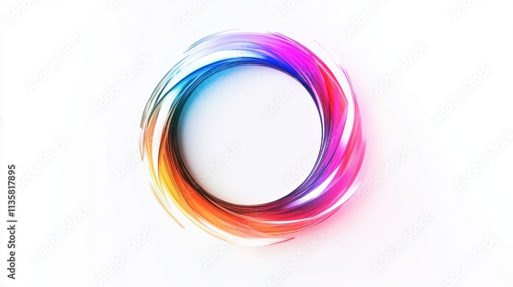 Aufkleber a bold annular holographic frame with sharp angles and dynamic color gradients, isolated on a clean 