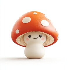 Cute and Whimsical Cartoon Mushroom Character with Orange Cap and White Spots, Ideal for Children's Illustrations and Playful Designs in Various Digital Media