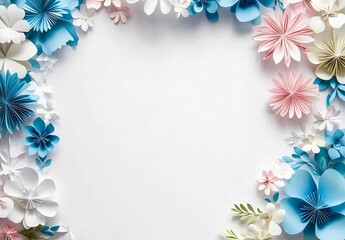 Obraz premium Elegant Paper Flowers Border Frame Background