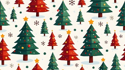 Winter Christmas Tree Pattern Seamless Holiday Background Wallpaper