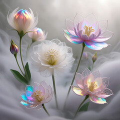 Fototapeta premium jasmine flower in the spectrum background, created by generative ai