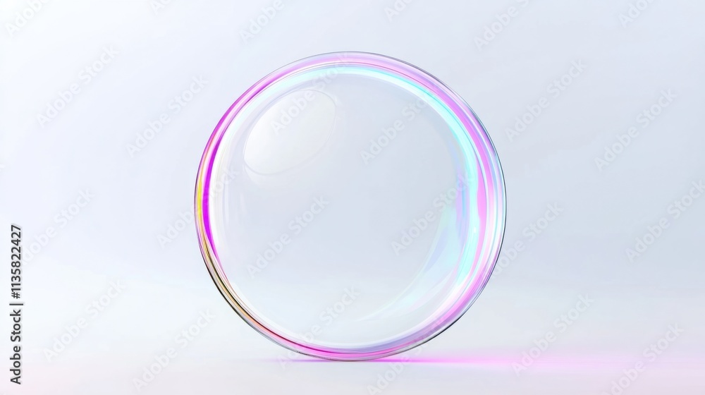 Fototapete a transparent holographic frame with a circular shape, featuring subtle prismatic reflections, isola