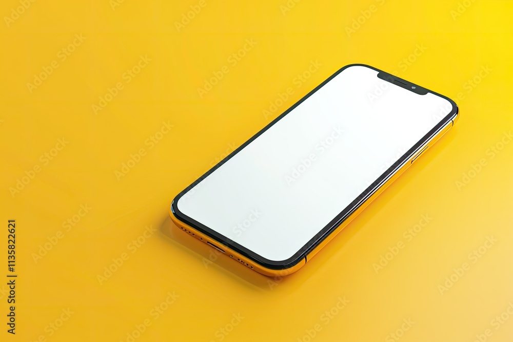 Aufkleber high resolution of 3d render phone with blank screen with yellow background