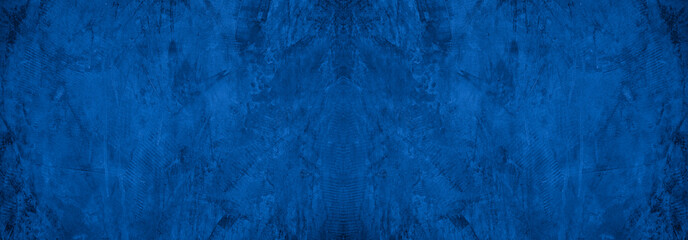 Old wall pattern texture cement blue dark abstract  blue color design are light with black gradient background.