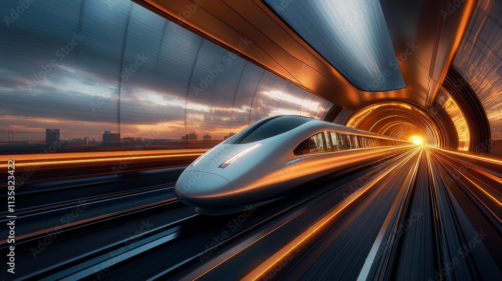 Poster the high-speed train is speeding along the tracks, and when viewed up close from the windows, it exh