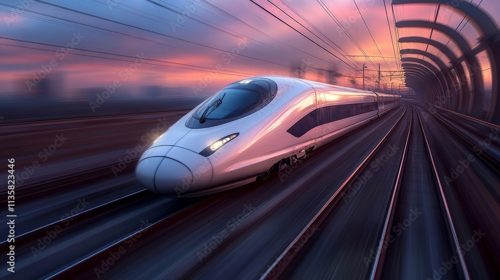 Poster the high-speed train is speeding along the tracks, and when viewed up close from the windows, it exh