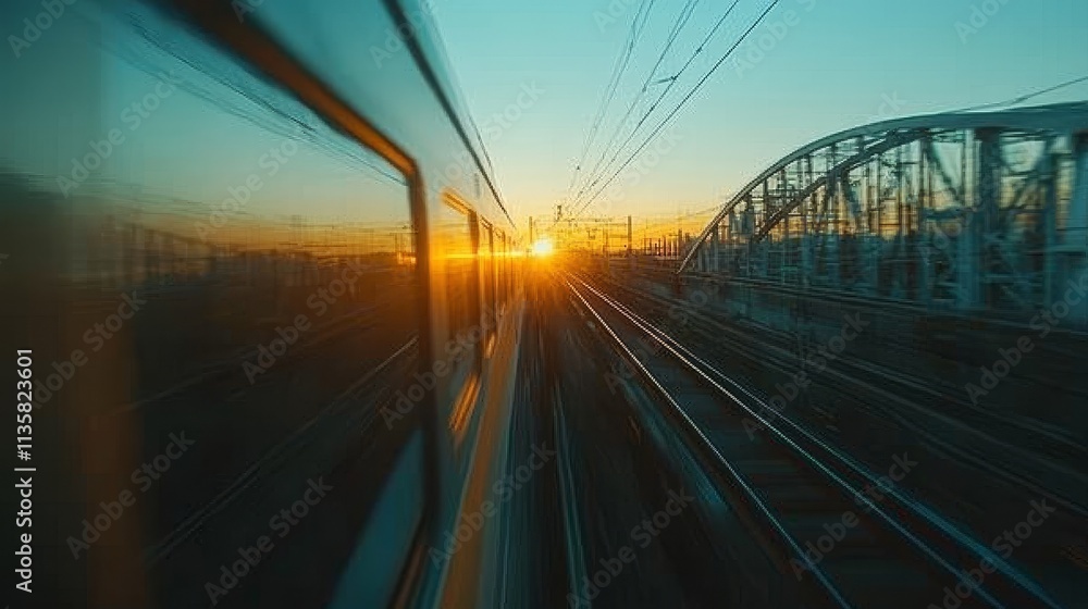Poster the high-speed train is speeding along the tracks, and when viewed up close from the windows, it exh