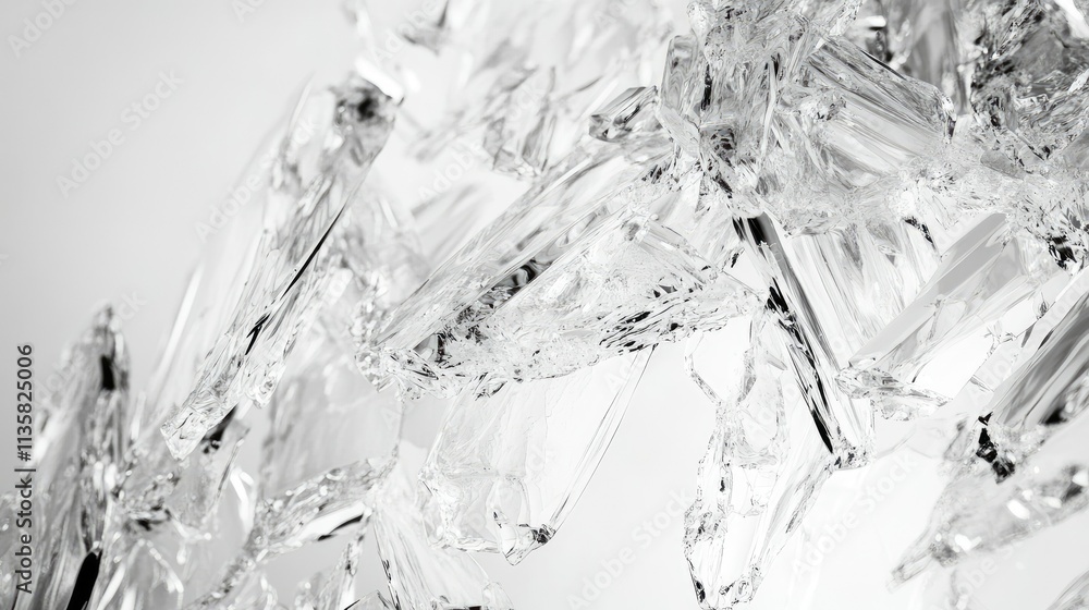 Poster glimmering shards of ice crystal in bright light creating a unique abstract background with textures