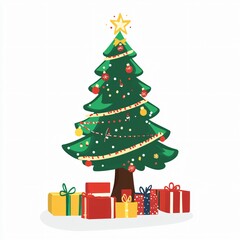 Decorated Christmas Tree with Presents Underneath