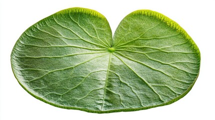 Obraz premium Green Lotus Leaf Isolated on White Background Showcasing Its Intricate Texture and Natural Beauty, Perfect for Nature and Botanical Themes in Various Projects