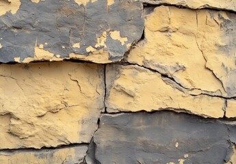 Fototapeta premium Cracked Stone Wall Texture Grey Yellow Grunge Background
