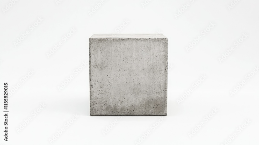 Poster plain concrete block on a clean white background for use in minimalist architecture and industrial d