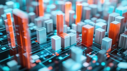 Obraz premium Abstract Cityscape with Red and White Buildings