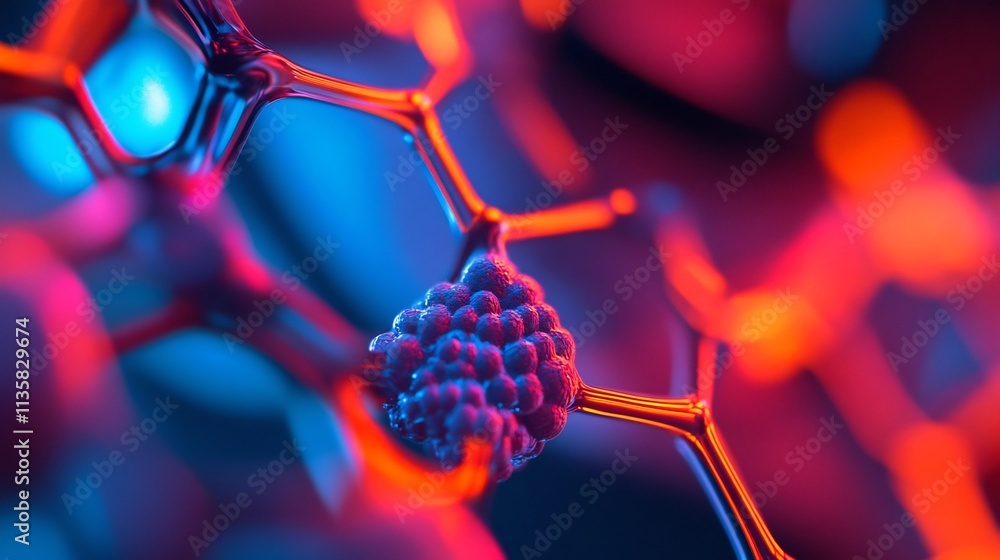 Poster intricate nanomaterial patterns under microscopic observation in research laboratory