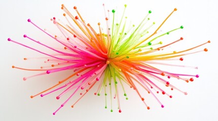 A spray of bold neon colors including pink, green, and orange, forming a vivid burst, isolated on a white background