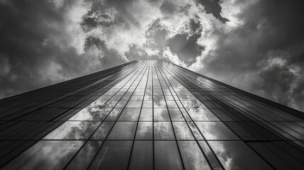 High-rise office in the city center amidst business competition.