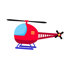 Red helicopter flying with cute style
