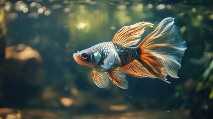 Fototapeta premium Vibrant Betta Fish in Underwater Paradise