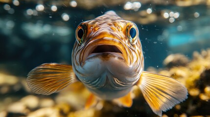 Obraz premium Close-Up of a Fish Underwater: Stunning Marine Wildlife Photography