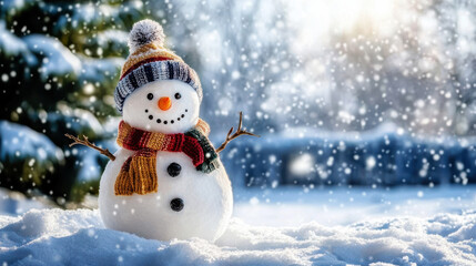 Fototapeta premium Snowman made in the winter snow
