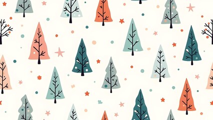 Festive Winter Background Seamless Christmas Tree Pattern