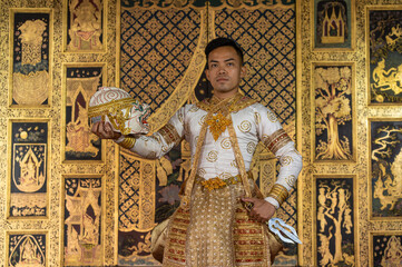 Pantomime (Khon) is traditional Thai classic masked play enacting scenes from the Ramayana with a...