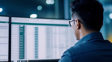 Manager Reviewing Employee Payroll and Deduction Records on Computer Screen