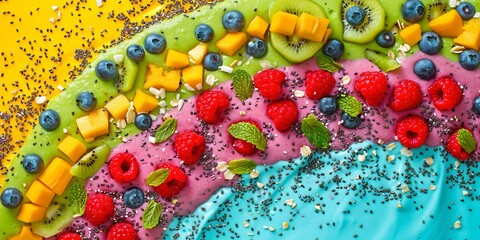 Fototapeta premium Bowl Recipes with Stunning Topping Ideas, Perfect Smoothie Bowl with Creative Toppings