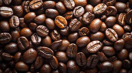 Fototapeta premium A close-up view of roasted coffee beans. 