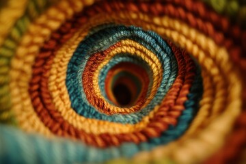 Colorful Yarn Spirals Creating a Vortex Effect