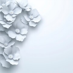 Elegant White Paper Flowers  Minimalist Floral Design  Background   Botanical Illustration