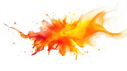 A fiery burst of orange and yellow energy beams radiating outward dramatically, creating a sense of movement, isolated on white