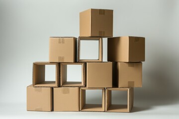 Obraz premium Cardboard boxes stacked in a creative arrangement