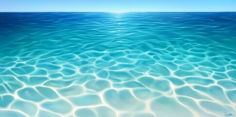 Subtle ripples on a crystal-clear water surface with a soft gradient of blue and white. 