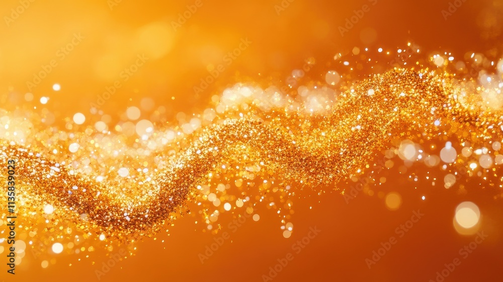 Poster shimmering gold glitter with bokeh effect creating a warm and inviting atmosphere, perfect for celeb