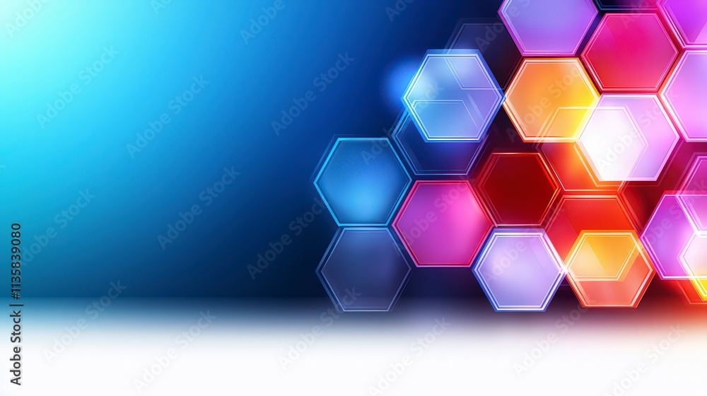 Poster abstract hexagon background colorful bokeh lights festive design