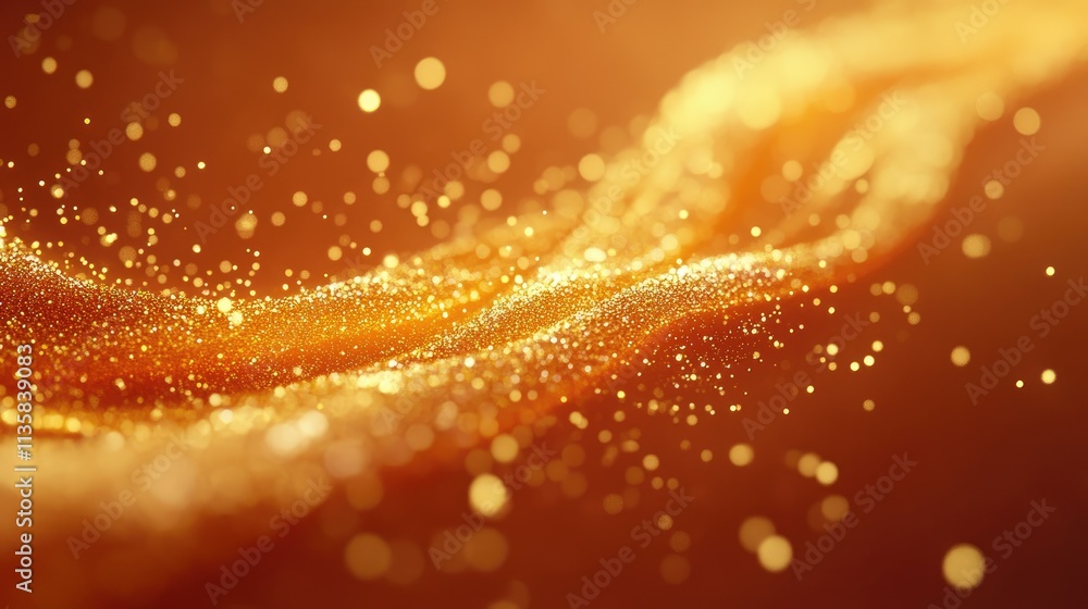 Poster captivating golden waves of light creating a dreamy and ethereal atmosphere with glittering particle