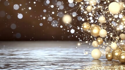 Elegant Gold   Cream Sphere Network  Abstract Background  Festive Design