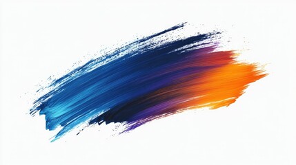 Abstract Colorful Paint Stroke on White Background Representing Artistic Expression, Creativity, and Modern Design in Vibrant Hues of Blue, Purple, and Orange