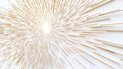 A minimalistic pattern of golden and white radiant beams spreading outward subtly, creating a soft glow, isolated on white