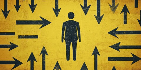 An icon featuring a person blocking a line of arrows, representing standing against challenges.