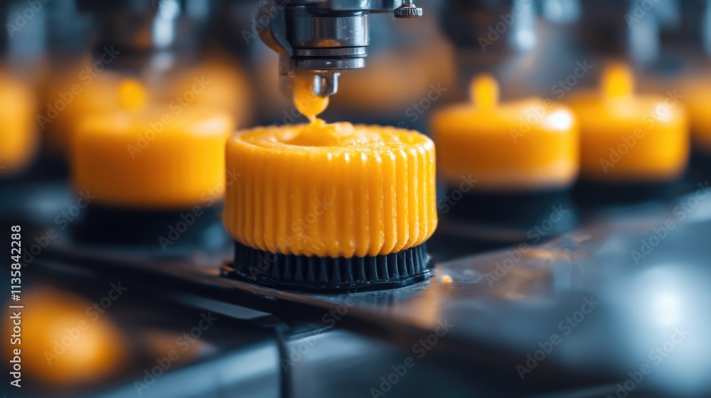 Poster automated pastry filling machine in action creating delicious desserts