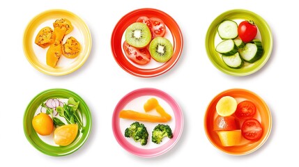 Healthy Food Dishes on White Background