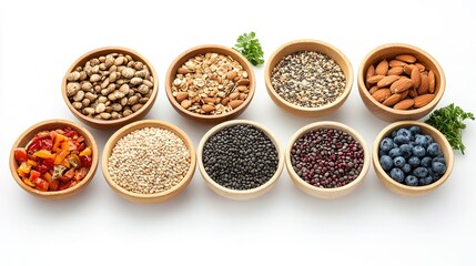 Fresh and Healthy Food Dishes &ndash; Nutritious Meals on a White Background.