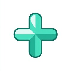 Fototapeta premium A Modern Minimalist Plus Sign Icon in a Soft Green Color Palette Perfect for Design Projects, Health Apps, or User Interface Graphics, Representing Addition or Enhancement
