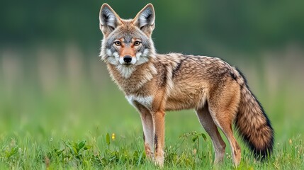 Wild Coyote in Grassland  Majestic Canine  Nature Photography