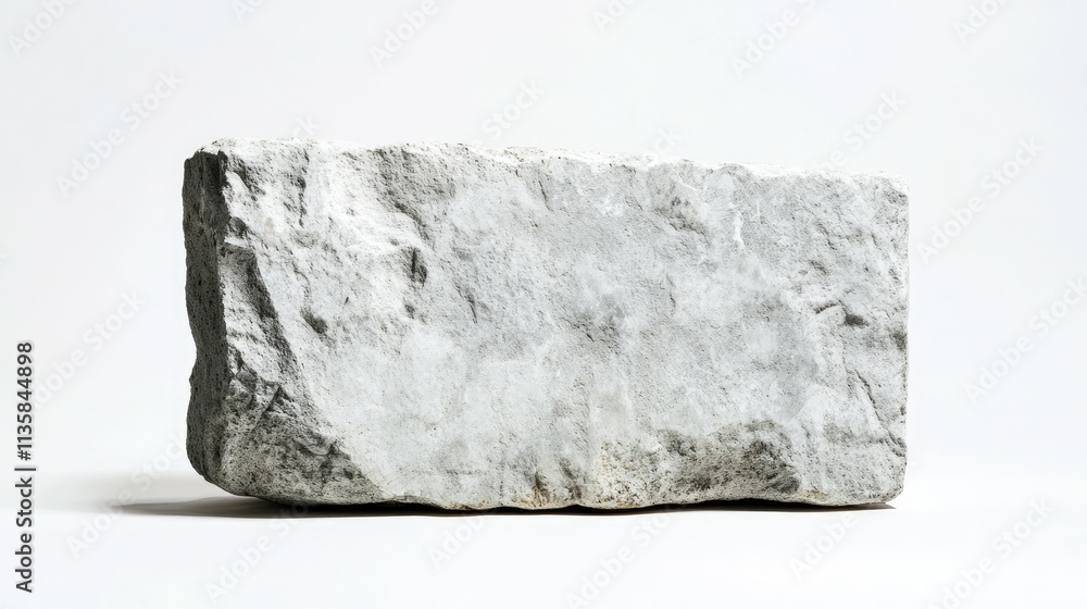 Poster textured gray stone block isolated on white background for background design or natural material con